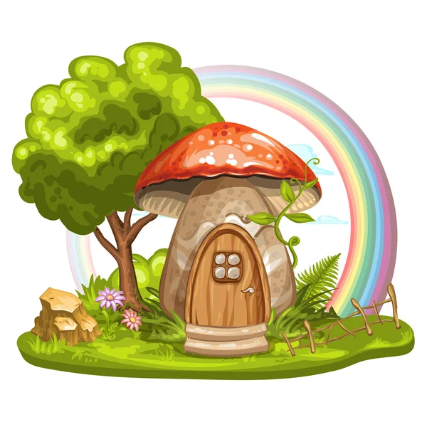 House for gnome made from mushroom — Stock Vector