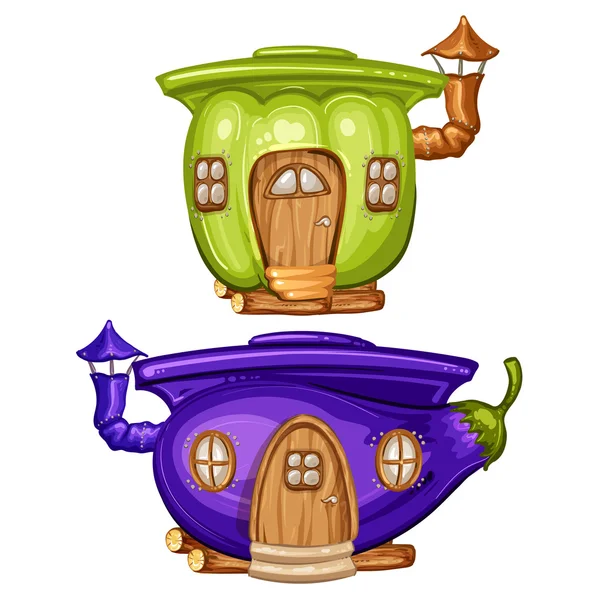 Maison pour gnome en aubergine et caspicum — Image vectorielle