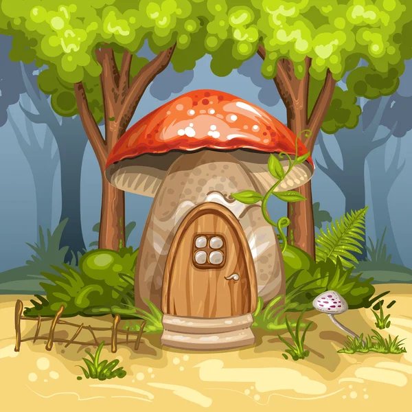 House for gnome made from mushroom — Stock Vector