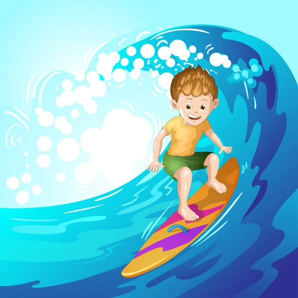 Surfista atrapando olas — Vector de stock