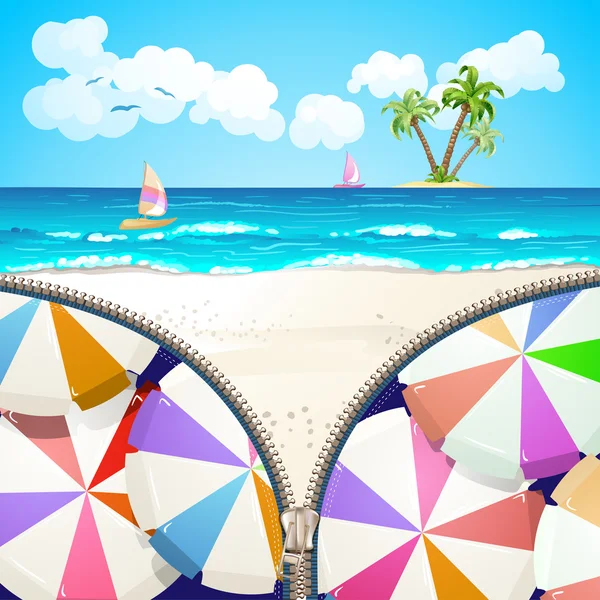 Summer beach covered by zipper — Stock Vector