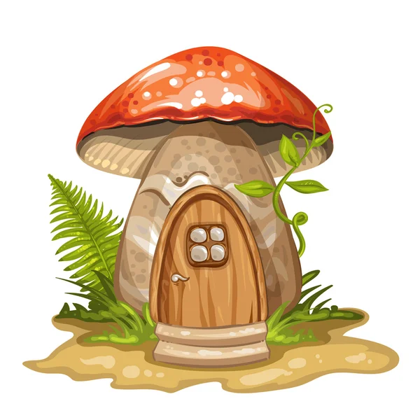 Casa para gnomo feita de cogumelo — Vetor de Stock