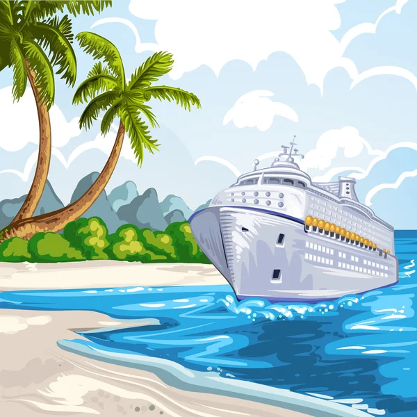 Cruise liner on the sea — Stock Vector