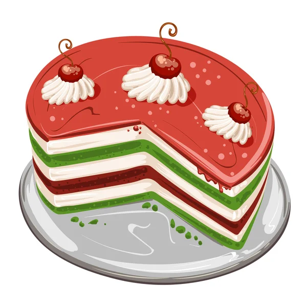 Morceaux de gâteau aux cerises — Image vectorielle