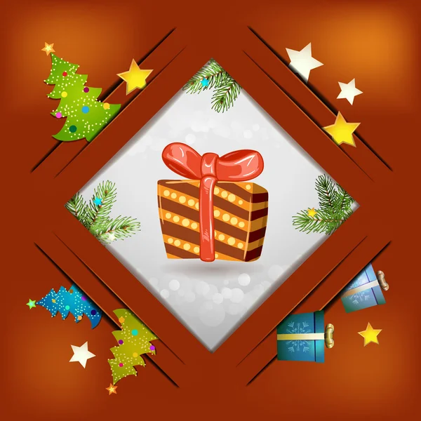 Kerst achtergrond met cadeau — Stockvector
