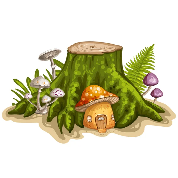 House for gnome made from mushroom — Stock Vector