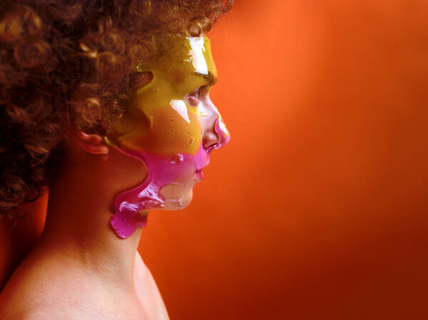 Male Model Curly Hair Posing Studio Stock Image