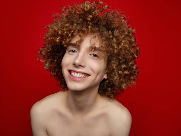 Male Model Curly Hair Posing Studio Royalty Free Stock Photos