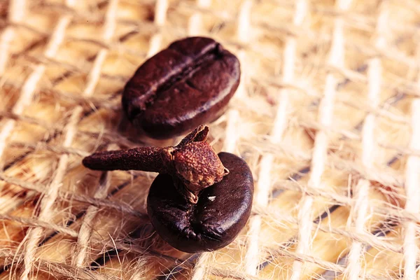 Twee koffie bonen met stok — Stockfoto