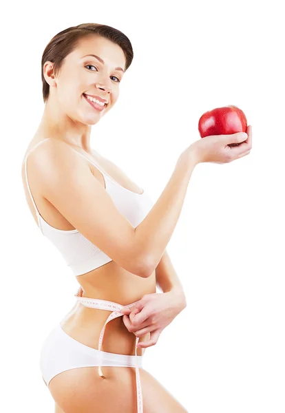 Chica con manzana roja — Foto de Stock