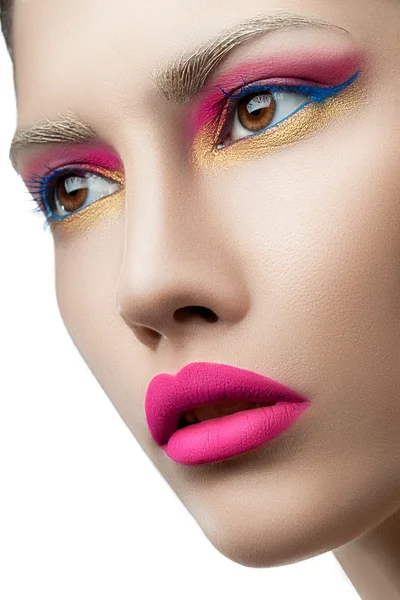 Woman face with pink lips — Stock Photo, Image