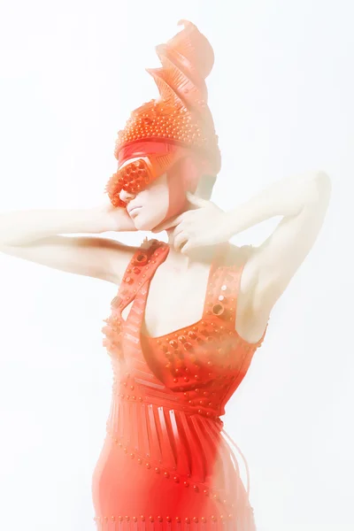 Femme en robe rouge — Photo