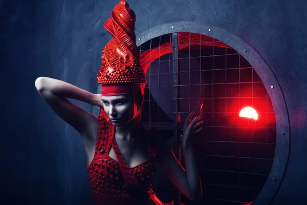 Mulher paixão em vestido vermelho — Fotografia de Stock