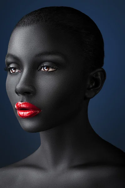 Woman with shiny lips — Stock Photo, Image