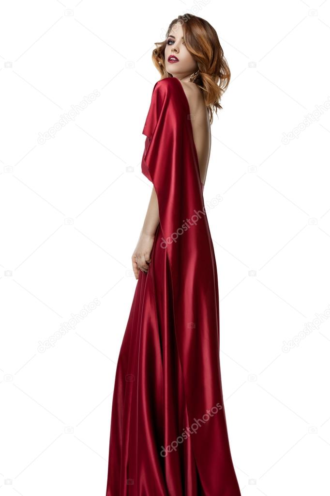 Slim woman in  red dress