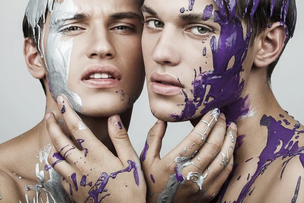 Cool men in paint — Stock Photo, Image