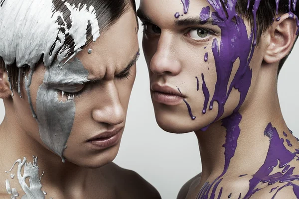 Men with  paint on face — Stock Photo, Image