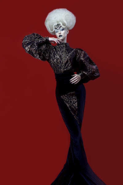 Girl in a long black dress