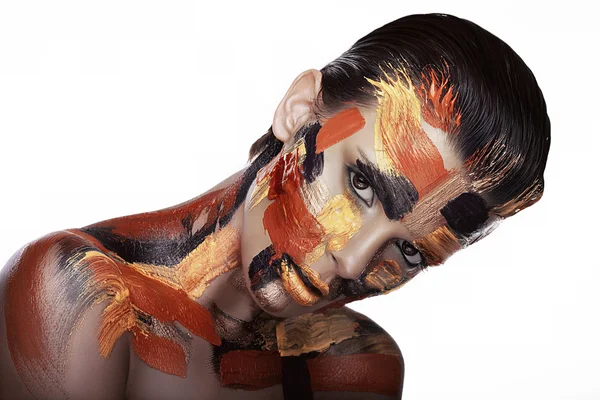 Woman with paint on face — Stock Photo, Image