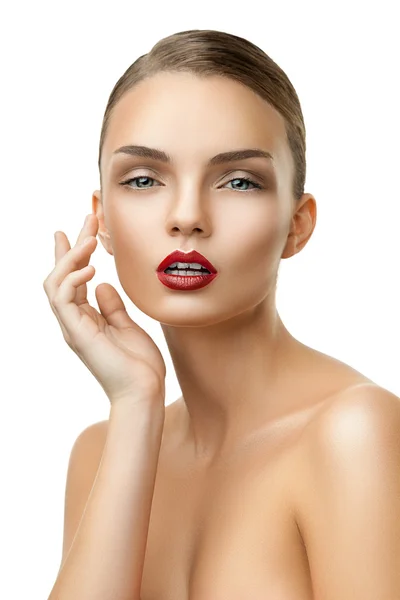 Frau mit roten Lippen — Stockfoto