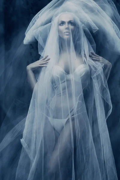 Mulher de véu branco — Fotografia de Stock