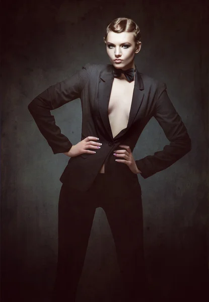 Pretty woman in suit — Stock Photo, Image
