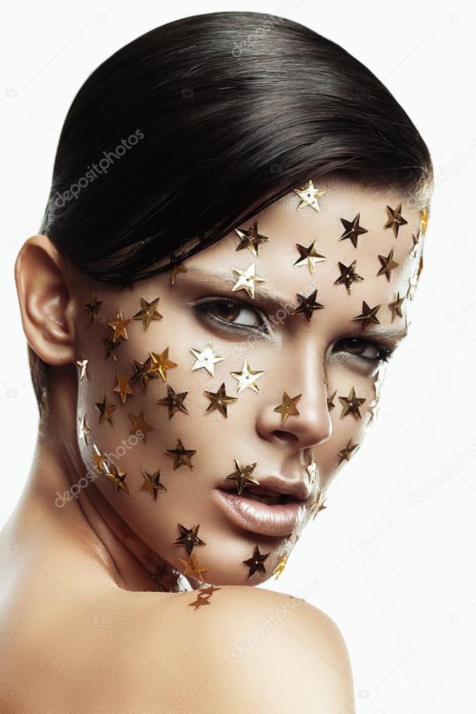 Woman with gold stars