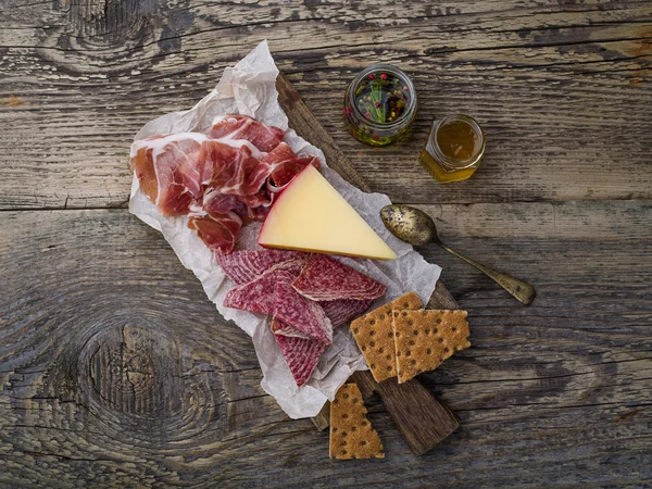 Meat and cheese selection — Stock Photo, Image