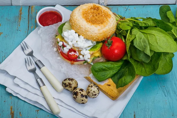 Frisk cheeseburger sandwich - Stock-foto