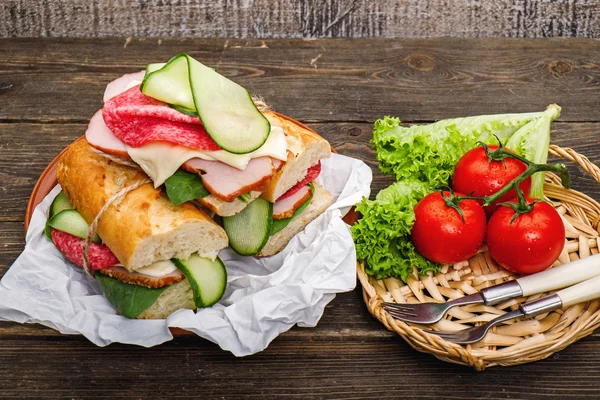 Tasty sandwiches with vegetables — Stock Photo, Image