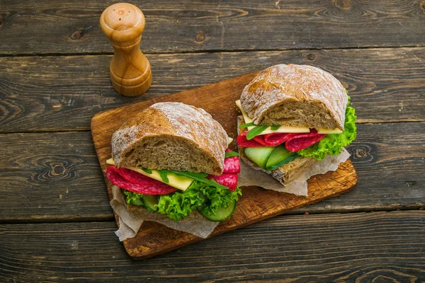 Tasty sandwiches with vegetables — Stock Photo, Image