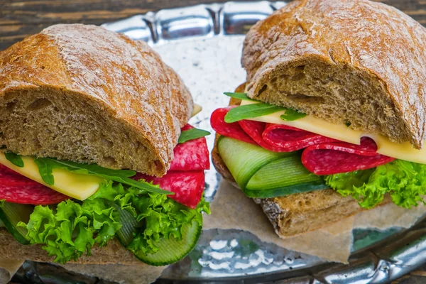 Tasty sandwiches with vegetables — Stock Photo, Image