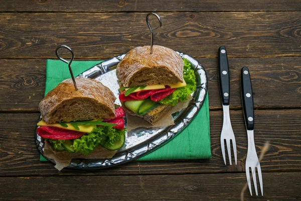 Tasty sandwiches with vegetables — Stock Photo, Image