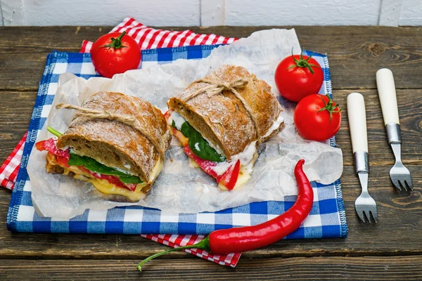 Tasty sandwiches with vegetables — Stock Photo, Image