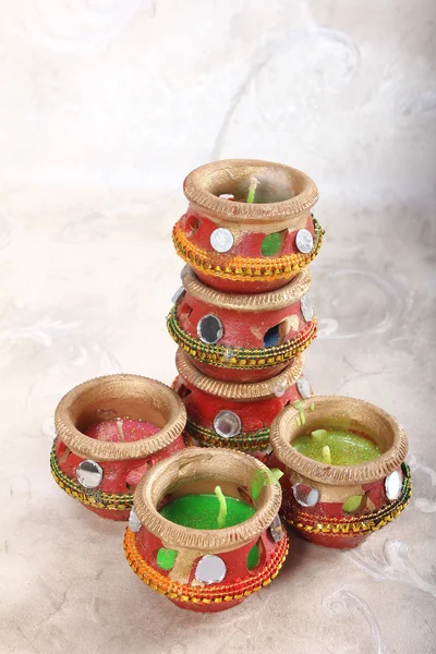 Olla de vela decorativa india — Foto de Stock