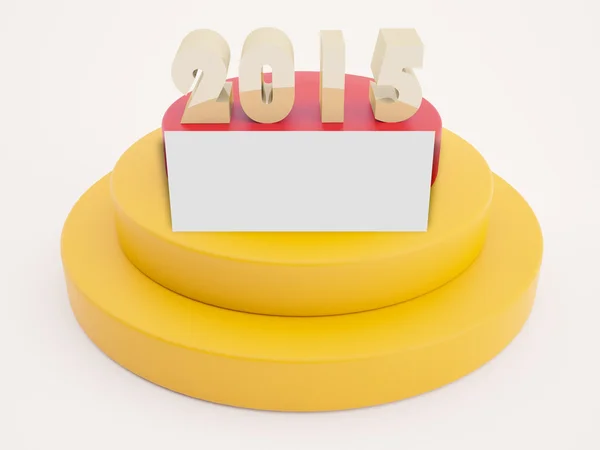 Texto 2015 con tarjeta en blanco en el podio —  Fotos de Stock