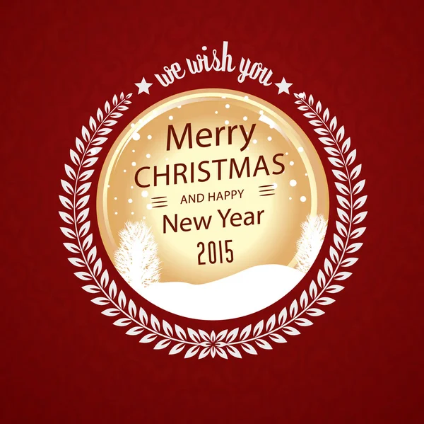 Merry christmas wens in circulaire badge — Stockvector