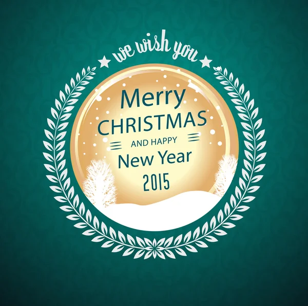 Merry christmas wens in circulaire badge — Stockvector