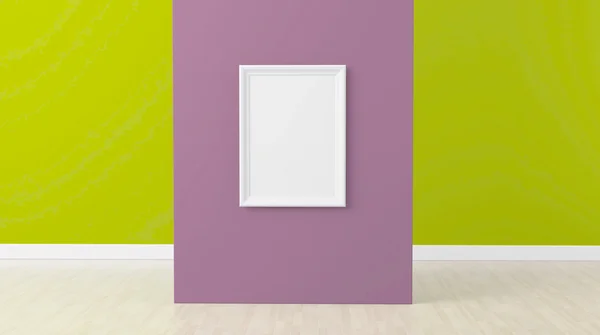 Empty frame in room on red wall — Stock Photo, Image