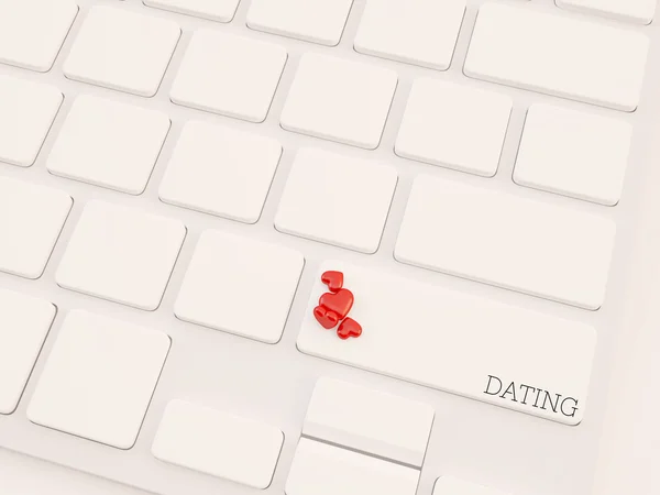 3D render koncept, dating-tangenten på tangentbordet med hjärta — Stockfoto