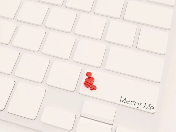 Hozzám jössz feleségül billentyű, online társkereső koncepció — Stock Fotó