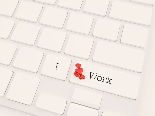 I love my work on keyboard key — Stock Photo, Image