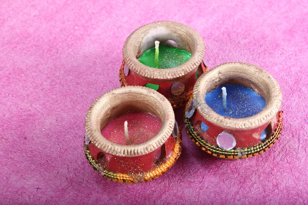 Διακοσμημένα τρεις κερί γλάστρα — Φωτογραφία Αρχείου