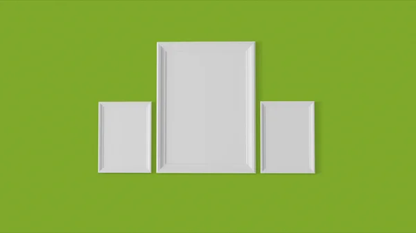 Три пустые рамки на графической стене — стоковое фото