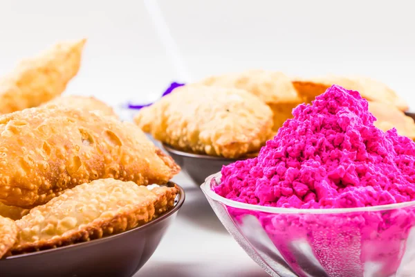 Holi χρώμα με gujiya — Φωτογραφία Αρχείου