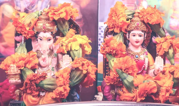 Godin Lakshmi en Lord Ganesha - retro stijl — Stockfoto