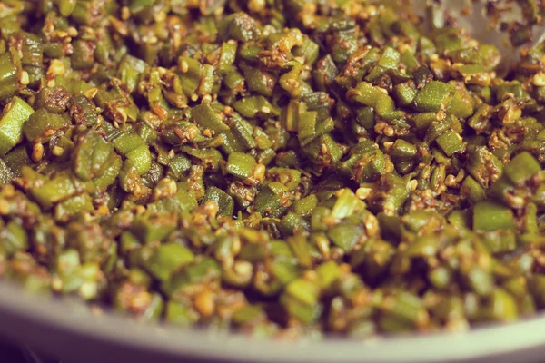 Bhindi ινδική masala, τηγανητό ή διασταύρωσης ladyfinger — Φωτογραφία Αρχείου