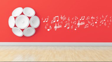 3D duvar müzik notu hoparlörlerle,