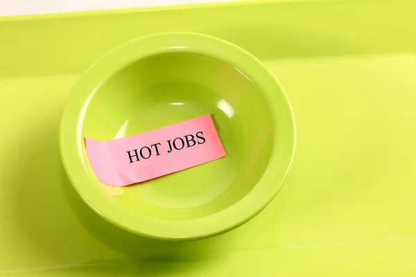 Hot jobs tag in bowl — Stock Photo, Image