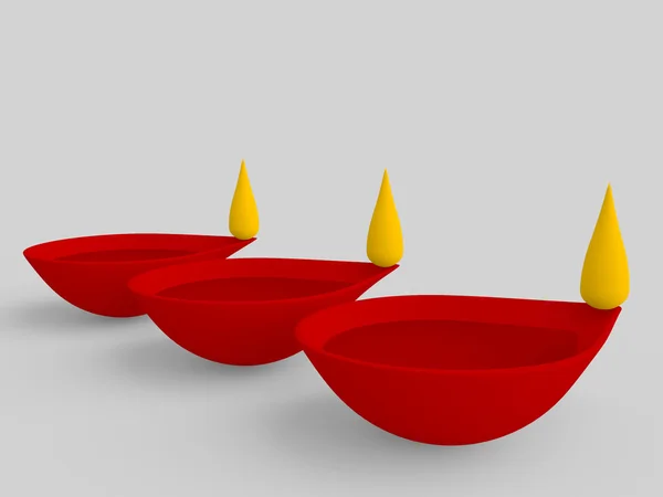 Drei Öllampen, 3D-Konzept — Stockfoto